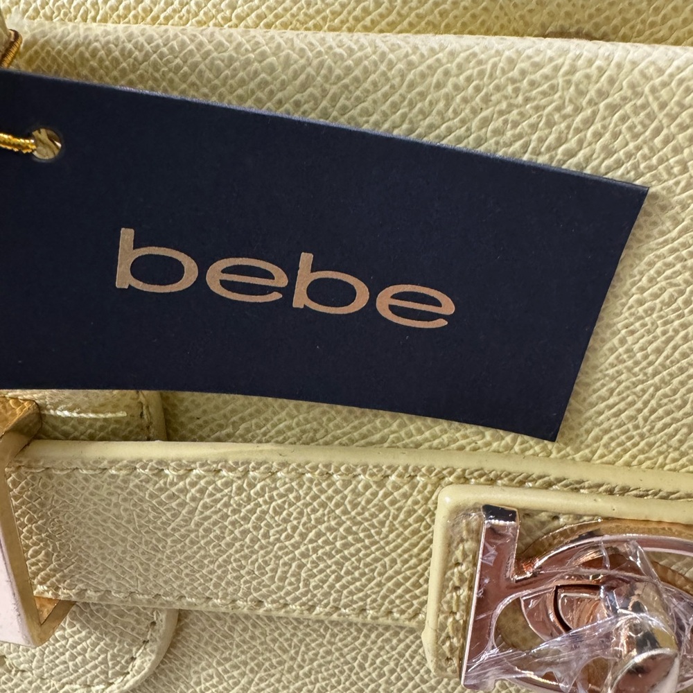 Bebe Evie Yellow Structured Satchel Handbag – Gold Hardware - Picture 5 of 7